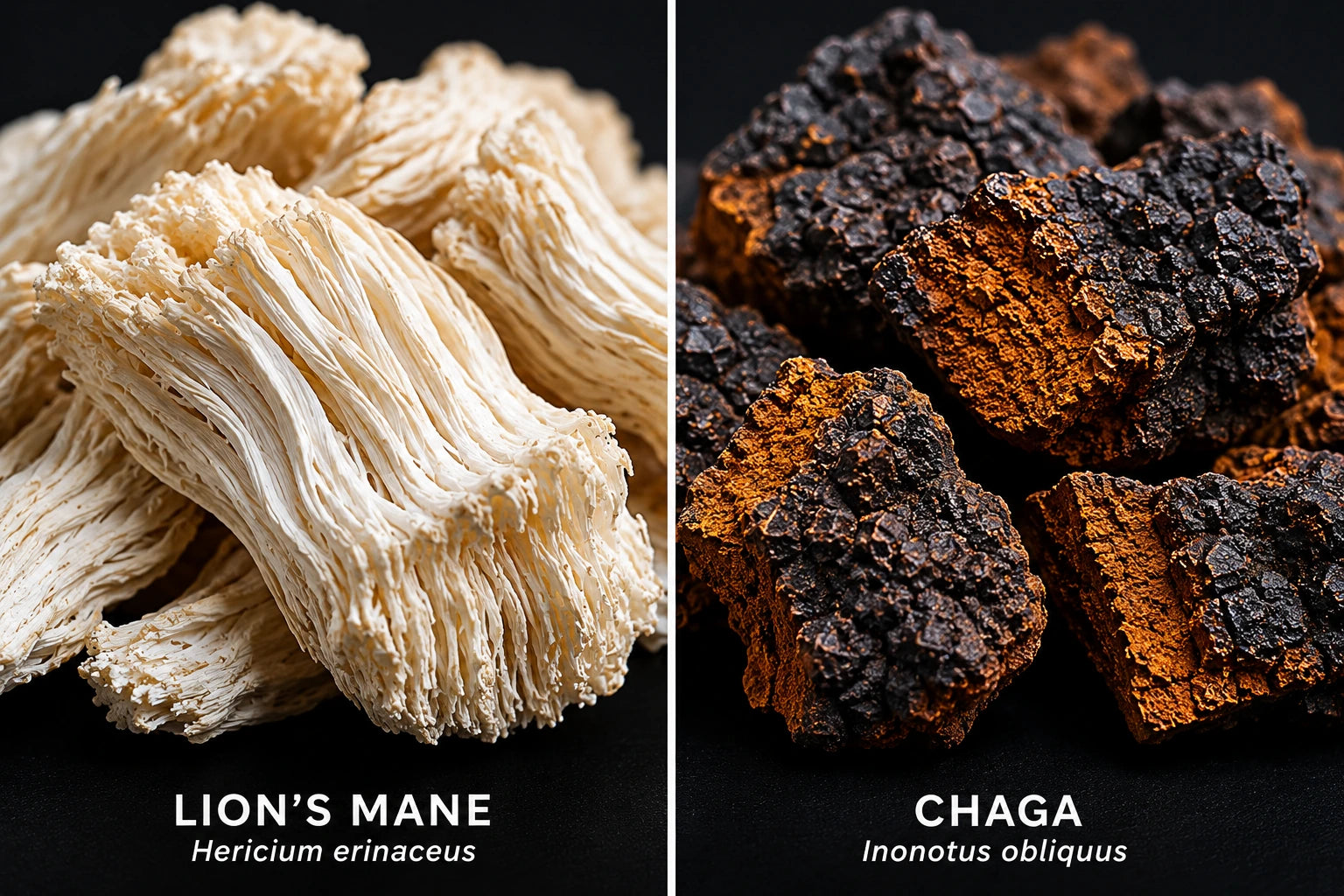 Lion's Mane and Chaga, the two mushrooms in NOCTYVA AM