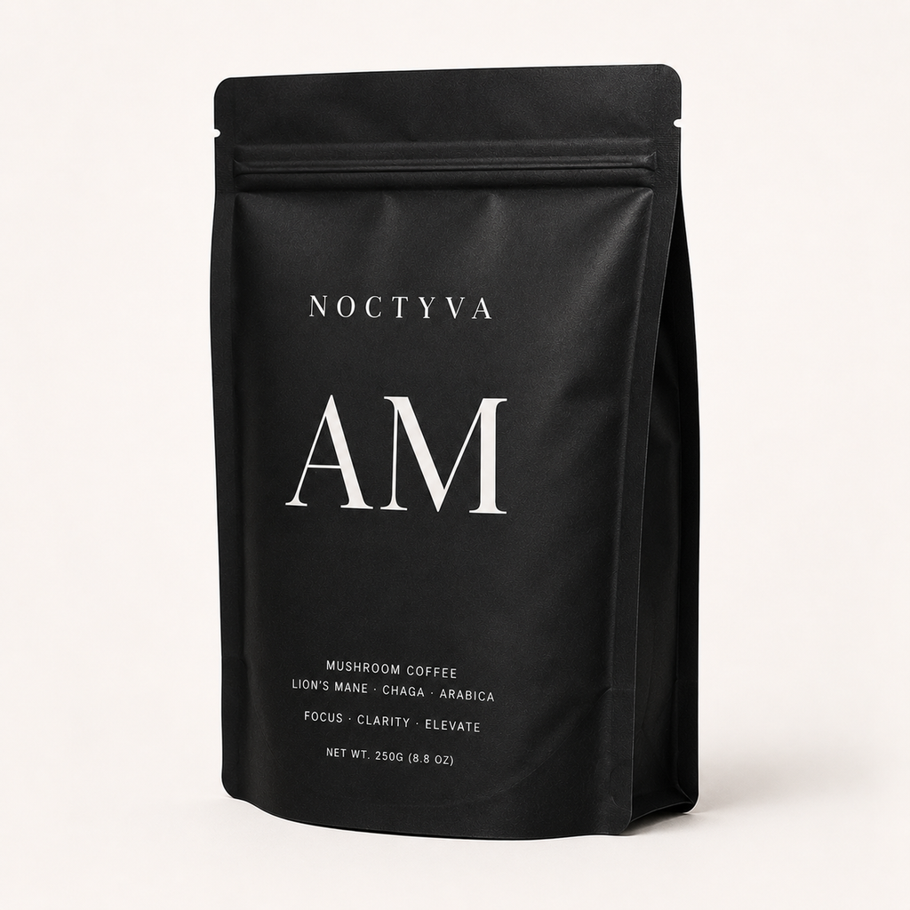 NOCTYVA AM Mushroom Coffee bag, three-quarter angle