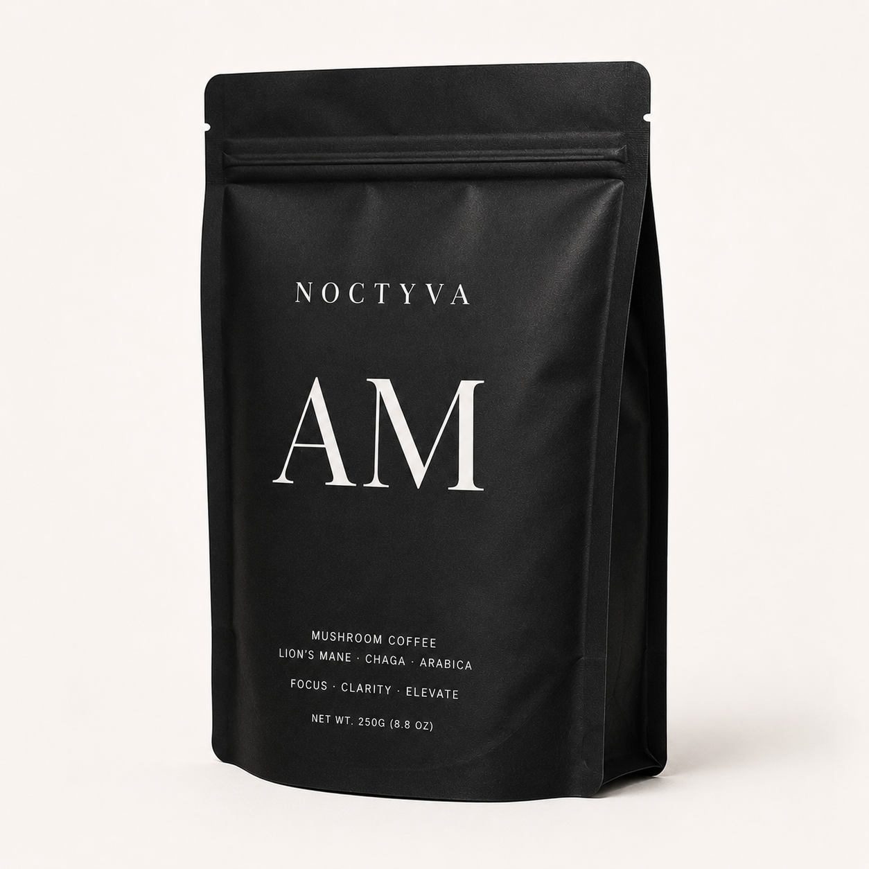 NOCTYVA AM Mushroom Coffee bag, three-quarter angle